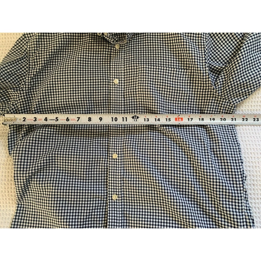 Banana Republic Shirt Men's Large L Untucked Fit White Blue Checked - Picture 6 of 11